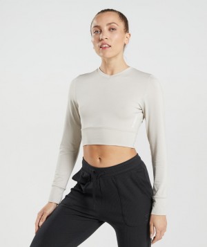 Dámské Dlouhým Rukávem Gymshark Pause Open Back Top Šedé | 20519-VRQC