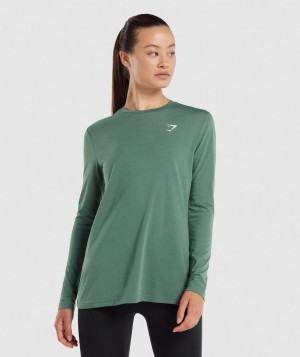 Dámské Dlouhým Rukávem Gymshark Training Oversized Zelene | 62893-ZMNO