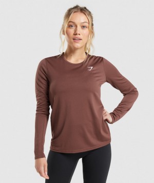 Dámské Dlouhým Rukávem Gymshark Training Top Růžové Hnědé | 69301-AQGN