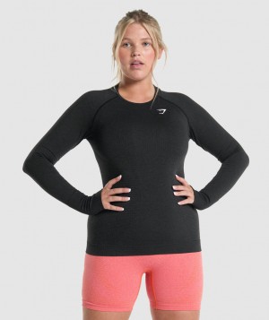 Dámské Dlouhým Rukávem Gymshark Vital Seamless 2.0 Top Černé | 87261-OSVZ