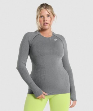 Dámské Dlouhým Rukávem Gymshark Vital Seamless 2.0 Top Šedé | 10483-YQOB