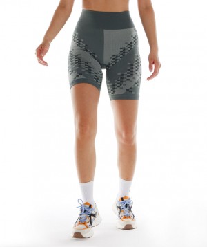 Dámské Kraťasy Gymshark Wtflex Cyborg Seamless Cycling Šedé Černé Světle Šedé | 19620-RHYB