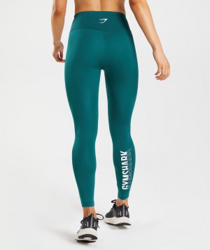 Dámské Legíny Gymshark Fraction Tyrkysové | 12954-CQVT