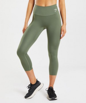 Dámské Legíny Gymshark Training 7/8 Olivy Zelené | 40293-ESTL