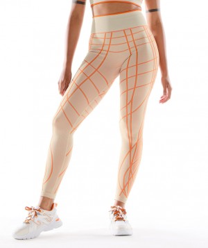 Dámské Legíny Gymshark Wtflex Linear Seamless Šedé Oranžové Bílé | 82510-ANDJ