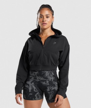 Dámské Mikina s Kapucí Gymshark GS Powerped Zip Černé | 29687-EHVB