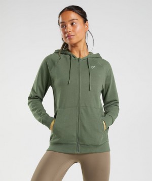 Dámské Mikina s Kapucí Gymshark Training Zip Olivy Zelené | 90876-KFJS