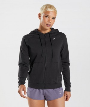 Dámské Mikina s Kapucí Gymshark Training Zip Černé | 74358-ULGQ