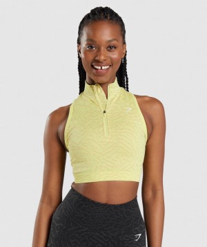 Dámské Oříznuté Topy Gymshark Adapt Animal Seamless 1/2 Zip Žluté | 24891-MDOC