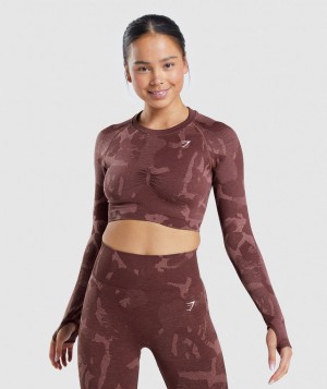Dámské Oříznuté Topy Gymshark Adapt Camo Seamless Top Růžové Hnědé | 32940-BGLX