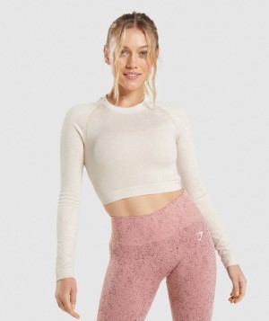 Dámské Oříznuté Topy Gymshark Adapt Fleck Seamless Top Bílé | 27645-LYVT