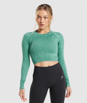 Dámské Oříznuté Topy Gymshark Adapt Fleck Seamless Top Zelene | 42065-CHTD