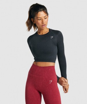 Dámské Oříznuté Topy Gymshark Adapt Fleck Seamless Top Černé | 59486-PCTU