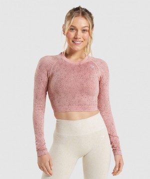 Dámské Oříznuté Topy Gymshark Adapt Fleck Seamless Top Růžové | 72093-BWDC