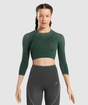 Dámské Oříznuté Topy Gymshark Apex Seamless Top Zelene Zelene | 70824-MBJE