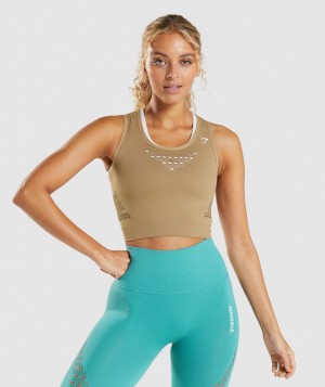 Dámské Oříznuté Topy Gymshark Energy Seamless Top Hnědé | 03981-XGEI