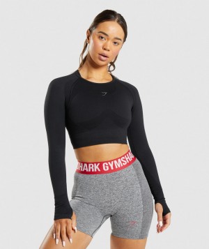Dámské Oříznuté Topy Gymshark Flex Sports Top Černé | 62495-GBOX