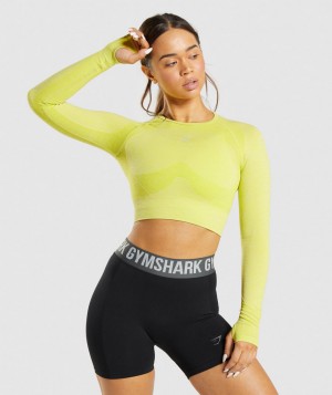 Dámské Oříznuté Topy Gymshark Flex Sports Žluté | 29164-YKIX