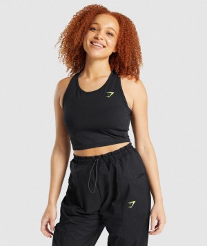 Dámské Oříznuté Topy Gymshark Pulse Černé | 32150-OHXK