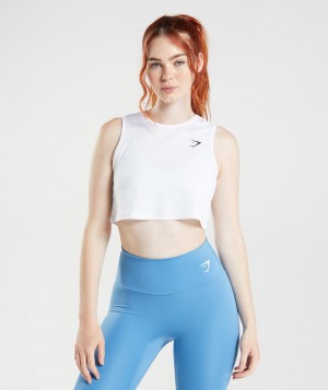 Dámské Oříznuté Topy Gymshark Training Bílé | 31209-IFTK