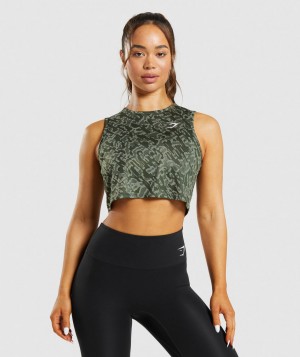Dámské Oříznuté Topy Gymshark Training Zelene | 18097-EGNR