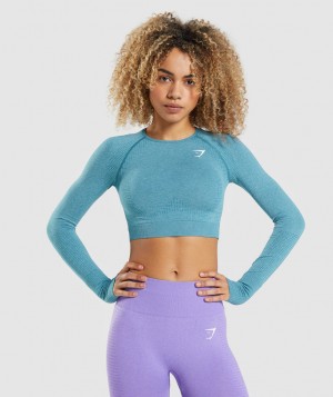 Dámské Oříznuté Topy Gymshark Vital Seamless 2.0 Top Tyrkysové | 19367-VOWS