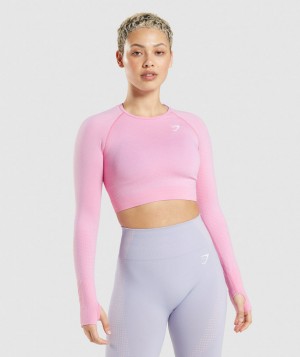 Dámské Oříznuté Topy Gymshark Vital Seamless 2.0 Top Růžové | 41287-JREG