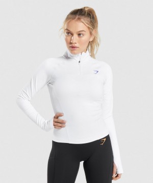 Dámské Pulovr Gymshark Pulse 1/4 Zip Bílé | 92346-BCGP