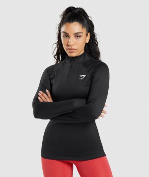 Dámské Pulovr Gymshark Training 1/4 Zip Černé | 16578-OHDJ
