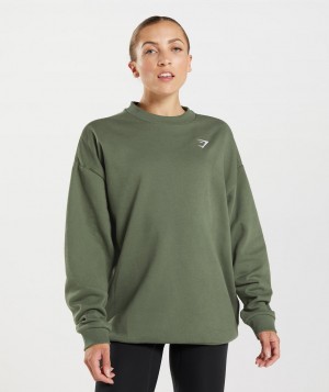 Dámské Pulovr Gymshark Training Oversized Sweatshirt Olivy Zelené | 54136-JVWE