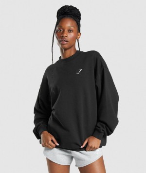 Dámské Pulovr Gymshark Training Oversized Sweatshirt Černé | 71382-RAKH