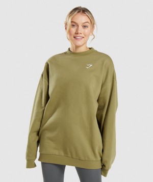 Dámské Pulovr Gymshark Training Oversized Sweatshirt Zelene | 79068-ITQB