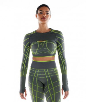 Dámské Pulovr Gymshark Wtflex Linear Seamless Shrug Šedé Zelene Světle Šedé | 36258-RVKQ