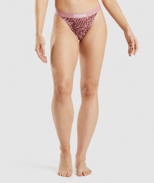 Dámské Spodní Prádlo Gymshark Cotton High Rise Thong Růžové | 27368-VITQ