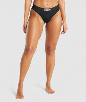 Dámské Spodní Prádlo Gymshark Cotton Thong Černé | 76908-EVNB