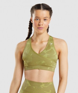 Dámské Sportovní Podprsenka Gymshark Adapt Camo Seamless Zelene | 20597-CZHX