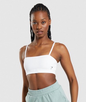 Dámské Sportovní Podprsenka Gymshark Bandeau Bílé | 05948-POKL