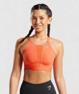 Dámské Sportovní Podprsenka Gymshark Mesh Neckline 2.0 Oranžové | 96345-ORAV