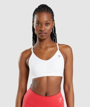 Dámské Sportovní Podprsenka Gymshark Ruched Bílé | 58164-UKDQ