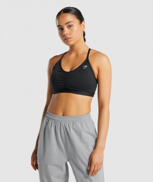 Dámské Sportovní Podprsenka Gymshark Ruched Černé | 87256-SMJN