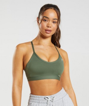 Dámské Sportovní Podprsenka Gymshark V Neck Olivy Zelené | 38269-QZCM