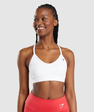 Dámské Sportovní Podprsenka Gymshark V Neck Bílé | 20387-PWVB