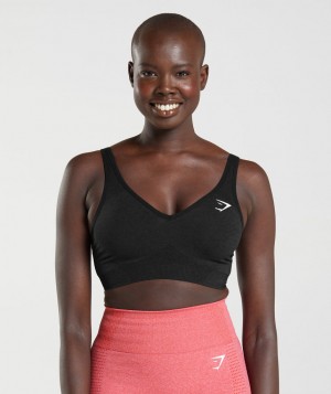 Dámské Sportovní Podprsenka Gymshark Vital Seamless 2.0 V Neck Černé | 31860-UOIN