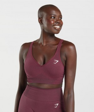 Dámské Sportovní Podprsenka Gymshark Vital Seamless 2.0 V Neck Vínové | 15207-VNWK