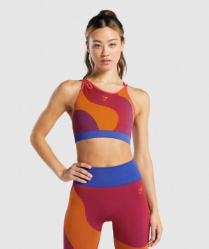 Dámské Sportovní Podprsenka Gymshark WTFlex Seamless Asymmetric Strappy Růžové | 64078-PGLW