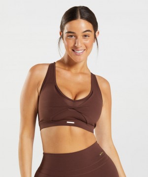 Dámské Sportovní Podprsenka Gymshark Whitney Mesh Hnědé | 01849-BJTU