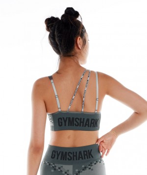 Dámské Sportovní Podprsenka Gymshark Wtflex Cyborg Seamless Šedé Černé Světle Šedé | 59467-RWTI