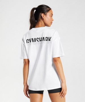 Dámské Tričko Gymshark Fraction Oversized Bílé | 71065-ZIYJ