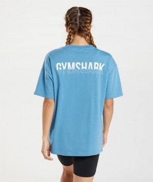 Dámské Tričko Gymshark Fraction Oversized Blankyt | 75361-BJYA