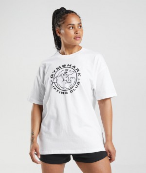 Dámské Tričko Gymshark Legacy Oversized Bílé | 28657-ZKBG